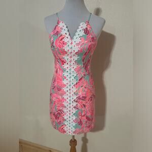 Lilly Pulitzer 20801 Pearl Shift dress in Poolside Blue Love Birds NEW 0